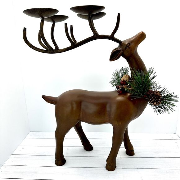 Large Resin Votive Candle Reindeer - Picture 1 of 16